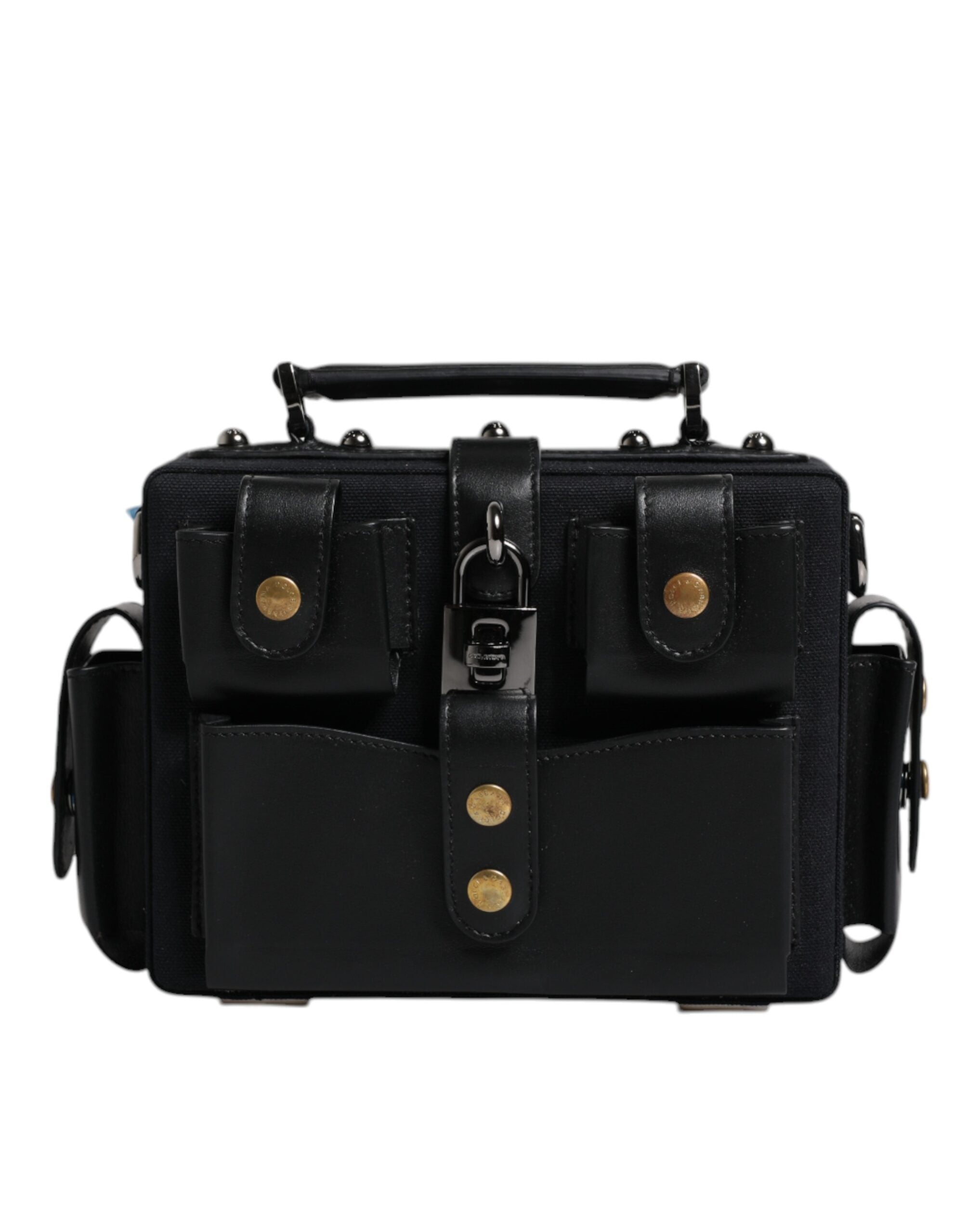 Dolce & Gabbana Schwarze Leder Crossbody Tasche mit oberem Griff